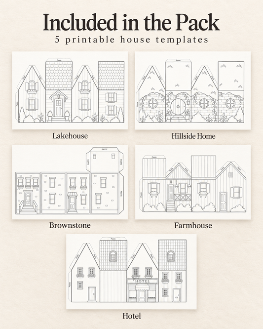 Cut and Fold Watercolor Houses (Digital Files)