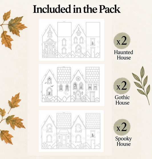 Cut and Fold Watercolor Halloween Houses